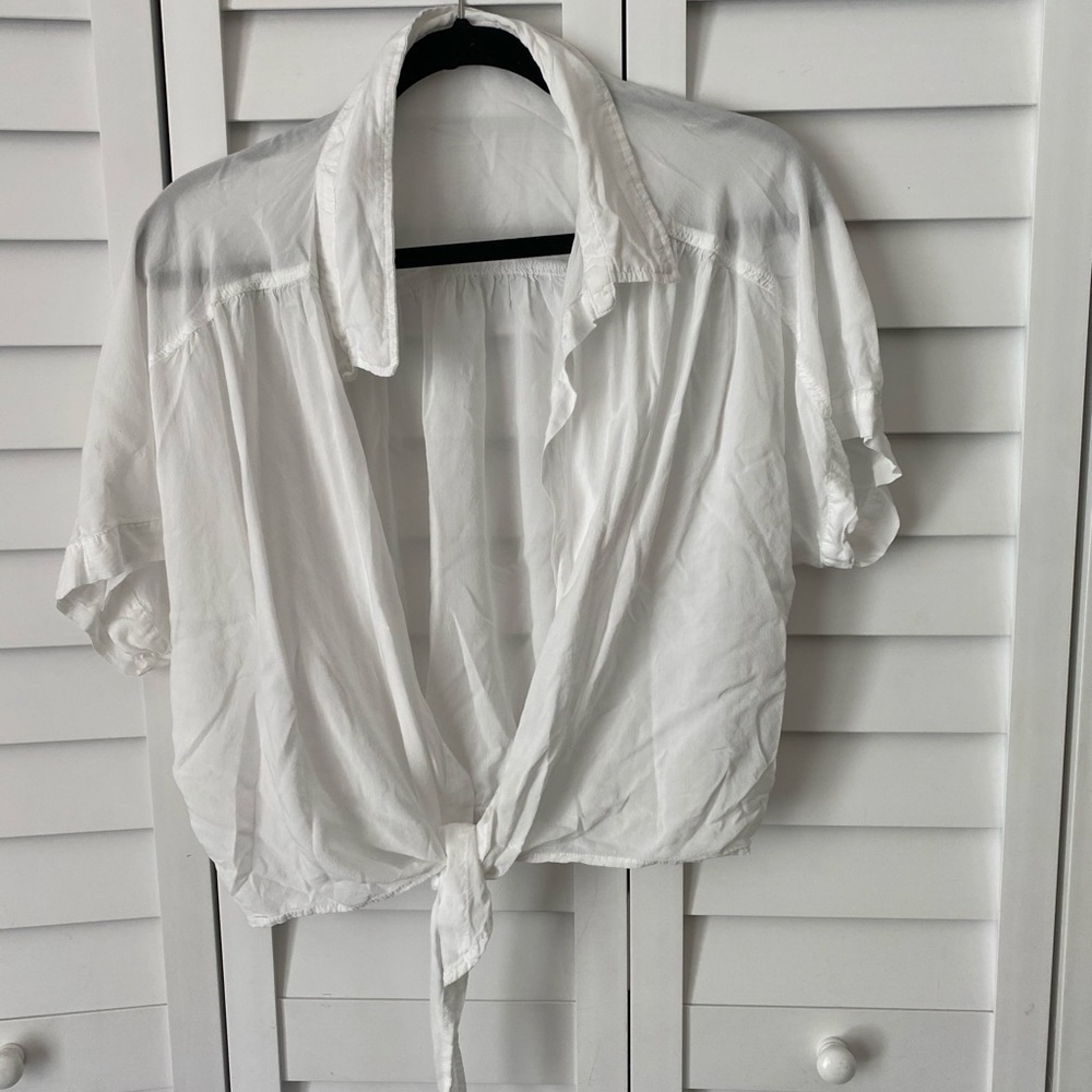 White button down tie shirt